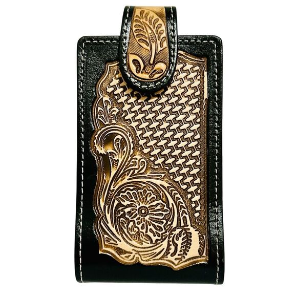 Western Leather Phone holster - Funda de piel vaquera Black and Brown - Picture 1 of 4